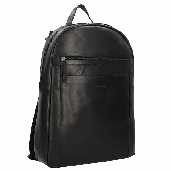 Greenburry Pure Black Plecak Skórzany 46 cm Komora na laptopa